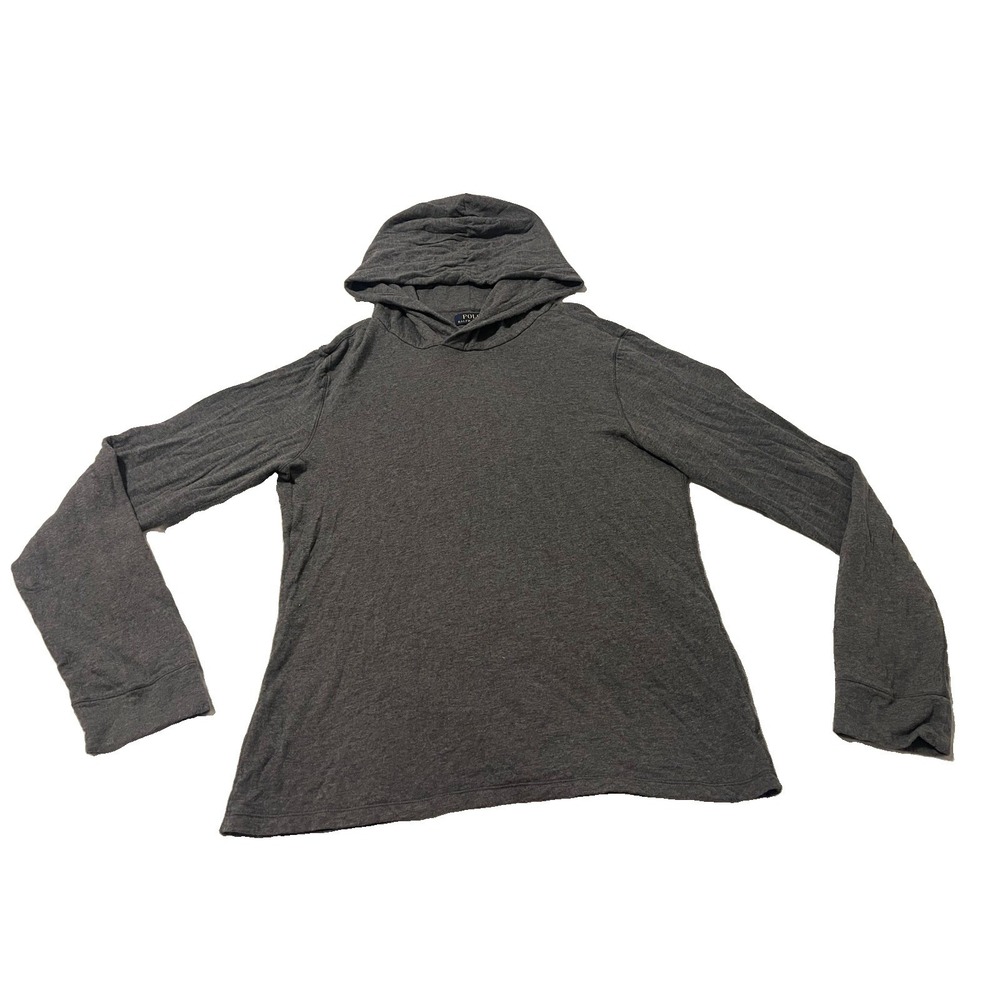 Polo Ralph Lauren Hoodie Shirt Mens Large Gray Lightweight Long Sleeve Modal